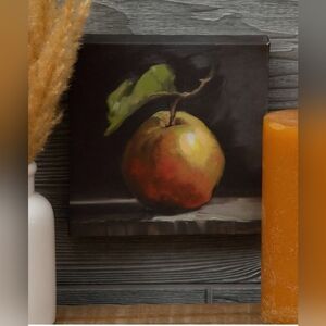 Elegant Apple / Pear Art Print - Green and Red, Set/4